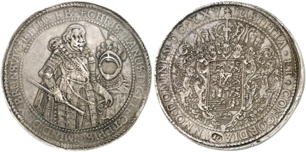 Brunswick-Lüneburg-Celle. Christian, Bishop of Minden, 1611-1633. Löser of 10 reichsthaler 1625, Clausthal(?).