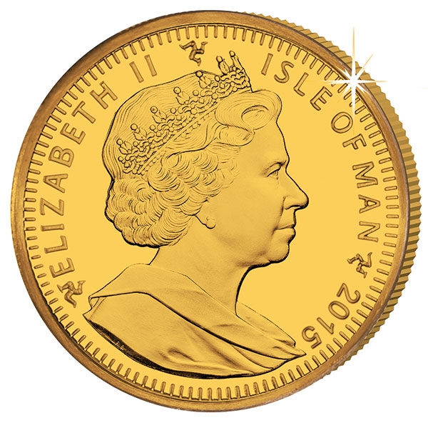 2015 Isle of Man gold coin. Ian Rank-Broadley, Queen Elizabeth II portrait