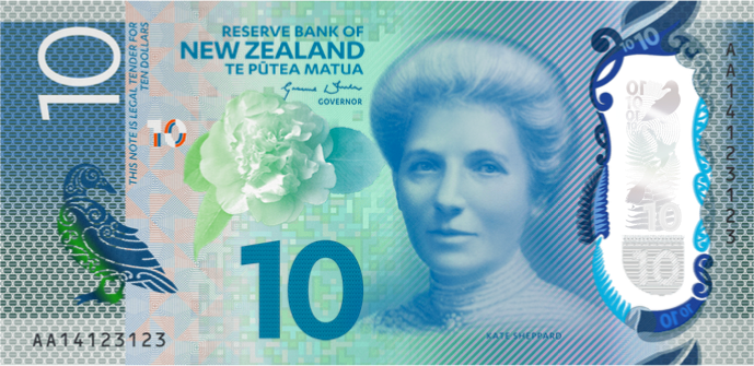 New Zealand 2015 Series 7 $10 bank note feat. Kate Sheppard