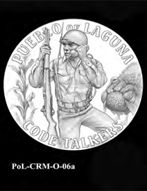 Pueblo of Laguna Code Talker Congressional Gold Medal design candidate, obverse 6a