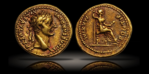 Roman Gold -Tiberius (AD 14-37). AV aureus