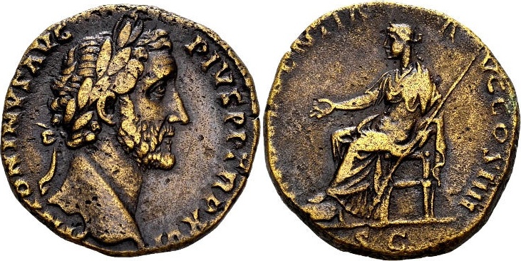 Roman Empire Antoninus Pius. 138-161 AD. AE Sestertius. Rome mint. Indulgentia gVF