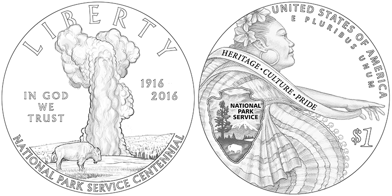 2016 National Park Service Centennial Commemorative $1 silver coin