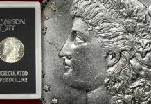 Counterfeit Coin Detection - Fake 1885-CC Morgan Dollar in Fake GSA Holder