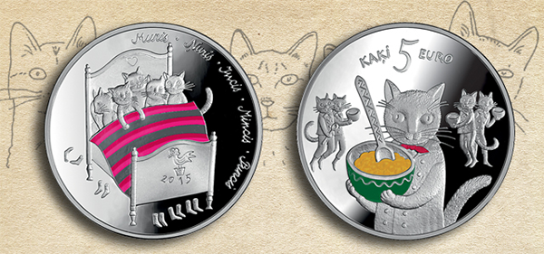 Latvia 2015 Five Cats Fairy Tale Coin