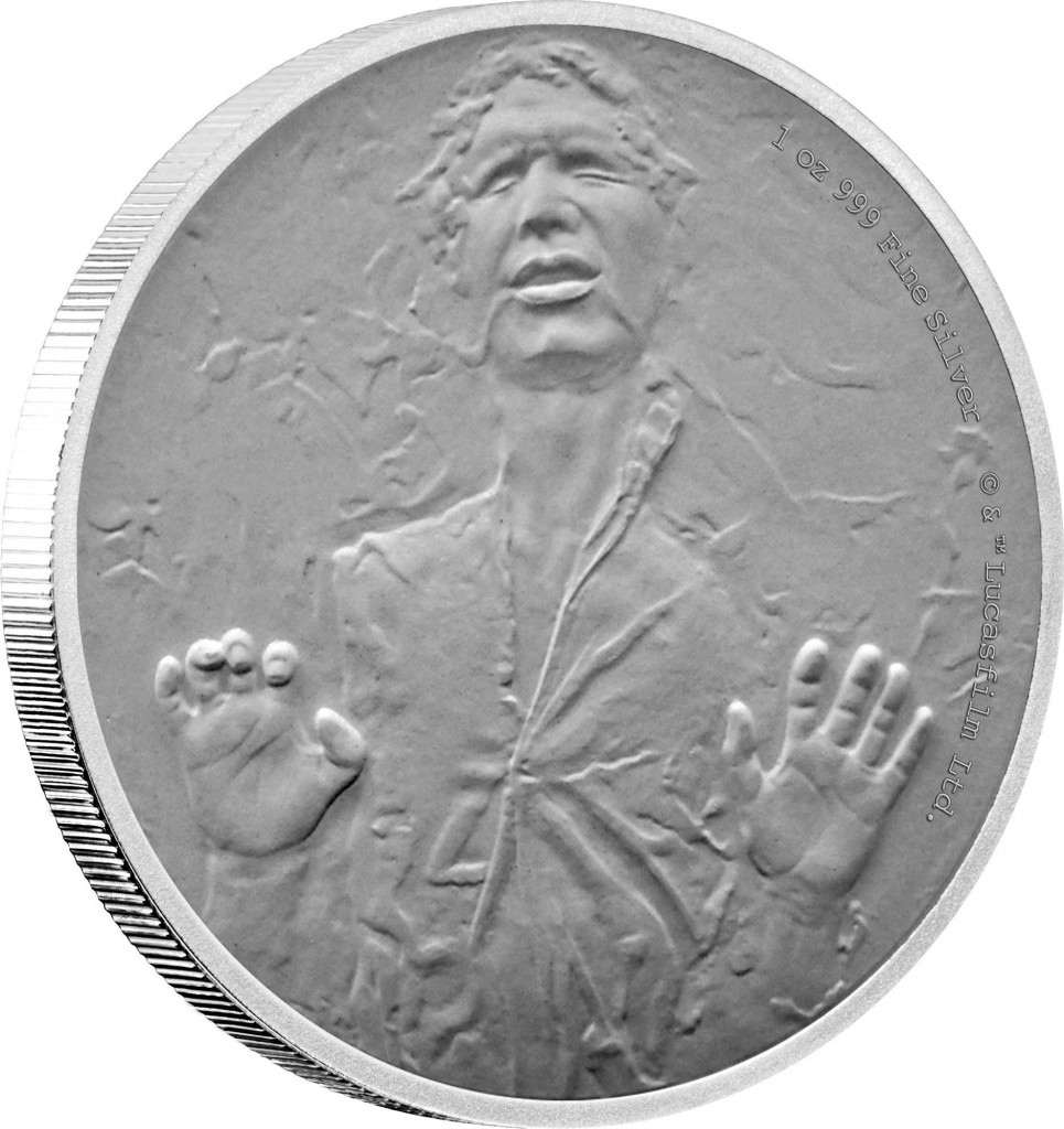 Star Wars Han Solo in carbonite silver coin, CIBC New Zealand Mint