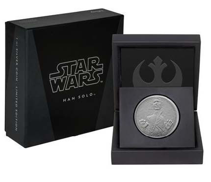 Star Wars Han Solo silver coin packaging, CIBC New Zealand