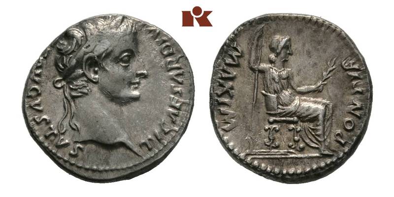 Roman Empire. Tiberius, 14-37. Denar, Lugdunum.