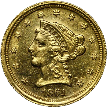 Counterfeit 1861 Type 2 Quarter Eagle