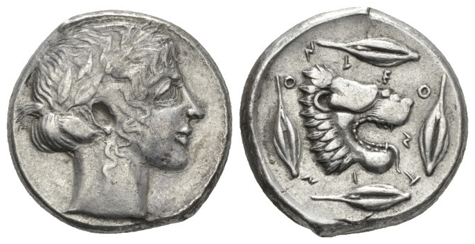 Sicily, Leontini Tetradrachm circa 440-430 BCE