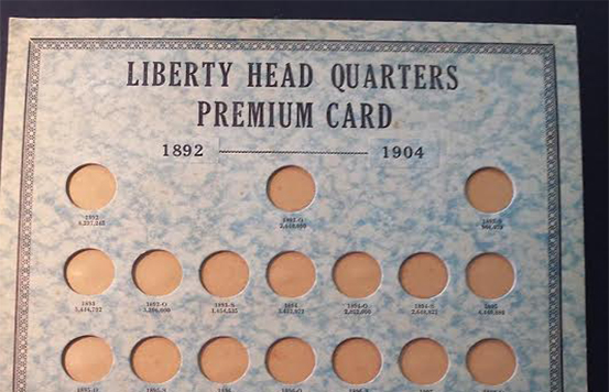 Whitman First Edition Liberty Head Quarter Premium coin album. Courtesy David W. Lange</i>