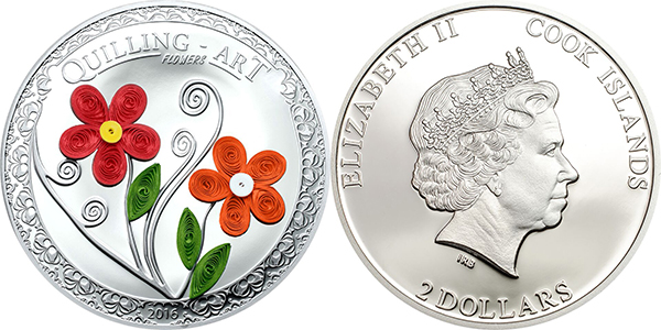 Coin Invest Trust, Quilling Art 2016 - Flowers. Mayer Mint for Cook Islands