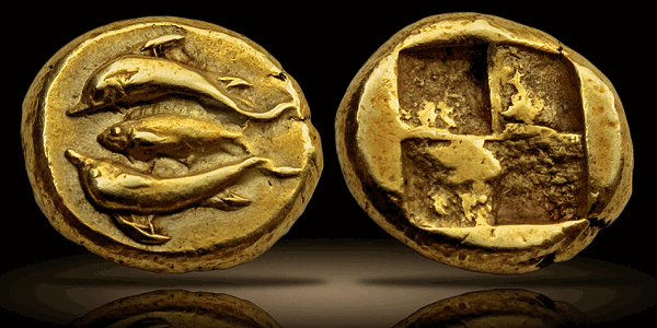 ancient gold coin dolphin greek Cyzicus