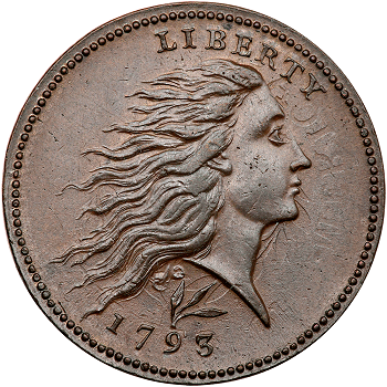 1793 S-11b R4 Wreath Cent, Lettered Edge. PCGS graded MS-62 Brown. CAC Approved.