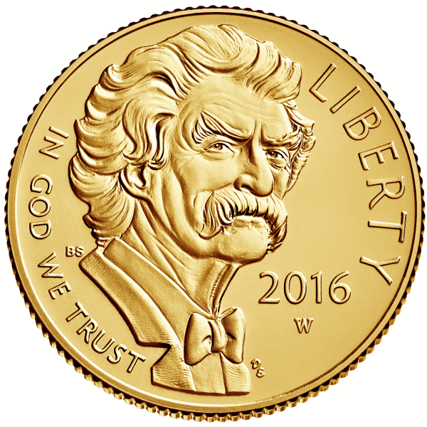 United States 2016 Mark Twain Commemorative $5 Gold Proof and Uncirculated Coin