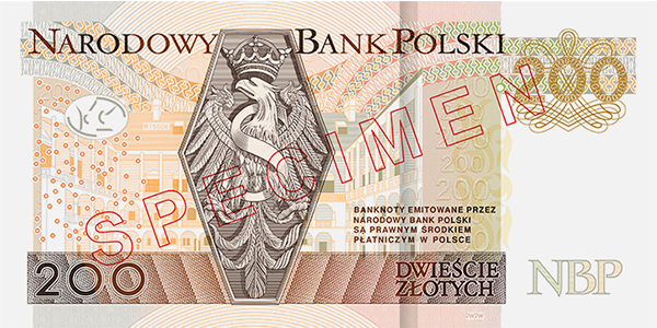 Poland 2016 200-zloty banknote, reverse