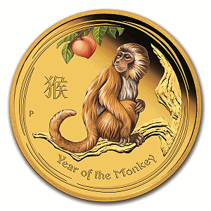 2016 1/10 oz Gold Lunar Year of the Monkey Proof (Colorized)