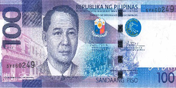 Old 100-Piso banknote, obverse. Courtesy Central Bank of the Philippines
