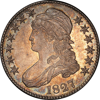 1827 Capped Bust Half Dollar. Overton-121