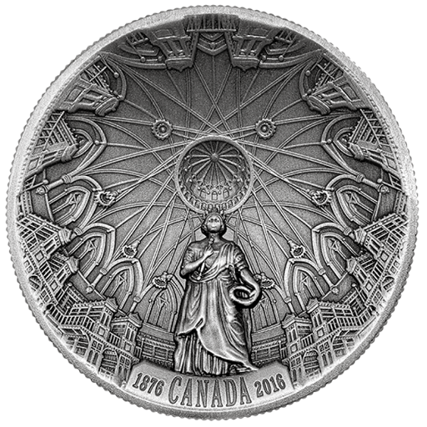 Canada 2016 140th Anniversary of the Library of Parliament silver concave coin, Royal Canadian Mint