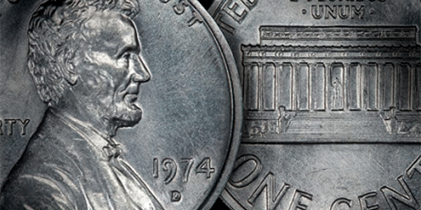 1974-D Aluminum cent, Lincoln cent