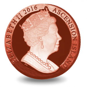 obverse, Ascension Island 2016 Penny Red Stamp 175th Anniversary Coin - Pobjoy Mint