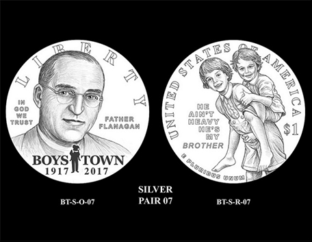2017 Boys Town Centennial $1 silver coin design candidate pairs