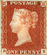 Penny Red British postage stamp