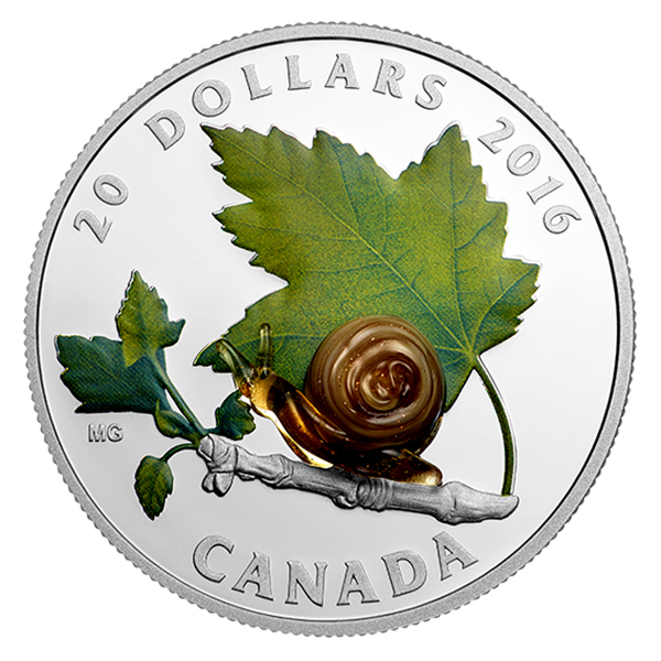 Reverse, Canada 2016 Venetian Glass Snail Silver Coin