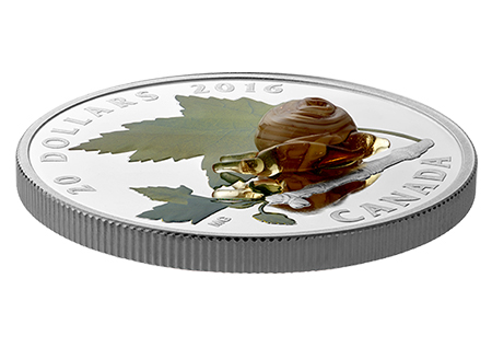 Side, Canada 2016 Venetian Glass Snail Silver Coin