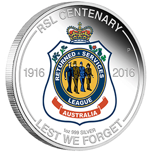 Australia 2016 Returned & Services League (RSL) 100th Anniversary Commemorative Silver Coin, courtesy Perth Mint
