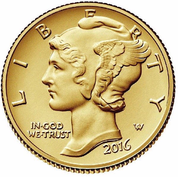 2016 Mercury Dime Gold Coin