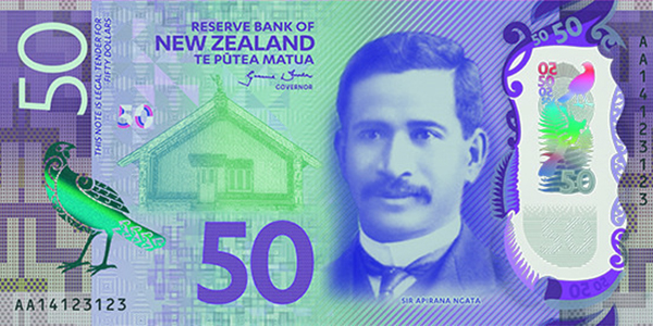 front, New Zealand 2016 Series 7 $50 banknote