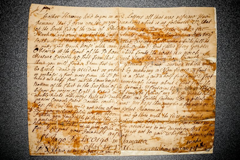 1716 letter discussing the Society Hill Treasure