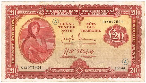 Ireland £20 note with Lady Lavery