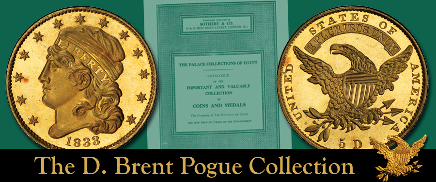 Pogue IV - Pittman 1833 gold $5 half eagle, PR67