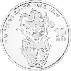 reverse, Finland 2016 Alvar Aalto 10 Euro Silver Coin