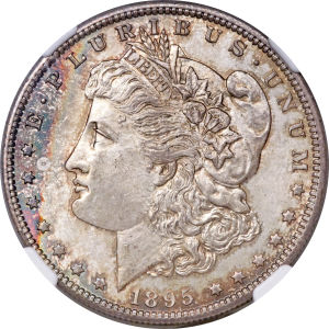 1895-O Morgan silver dollar, MS65+