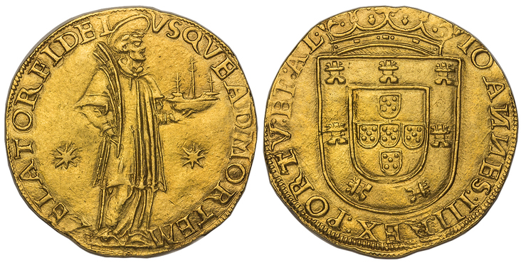 PORTUGAL. Joao III. (King, 1521-1557). (1521-57) AV 1000 Reis. Images courtesy Atlas Numismatics
