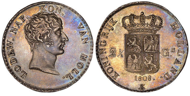 NETHERLANDS. 1808 AR 2-1/2 Gulden. Images courtesy Atlas Numismatics