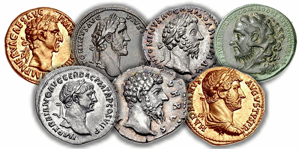ancient coins-Golden Age of rome