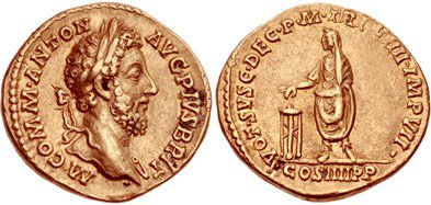 Gold Aureus of Roman Emperor Commodus. Image courtesy NGC