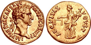 Gold Aureus of Roman Emperor Nerva. Image courtesy NGC