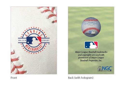 Front and back, MLB coin holder hologram. Images courtesy NGC