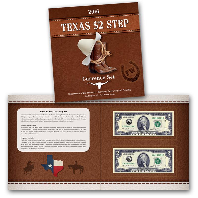 2016 Texas Two-Step $2 Currency Set. Images courtesy BEP.