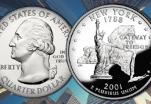 This is an image of a 2001 New York State Quarter. Image: US Mint / Adobe Stock.
