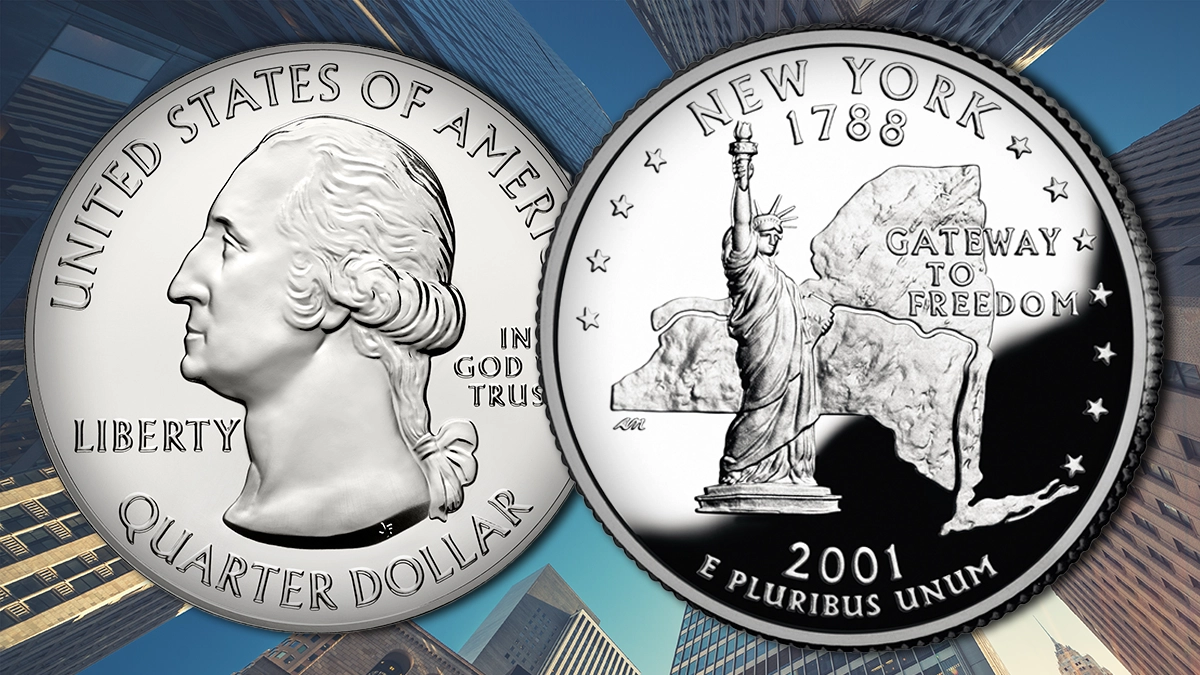This is an image of a 2001 New York State Quarter. Image: US Mint / Adobe Stock.