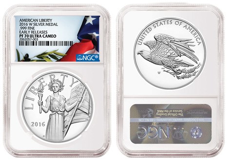 NGC 2016-W American Liberty Silver Medal holder. Images courtesy NGC
