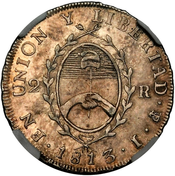 Coins of ARGENTINA. 2 Reales, 1813-J