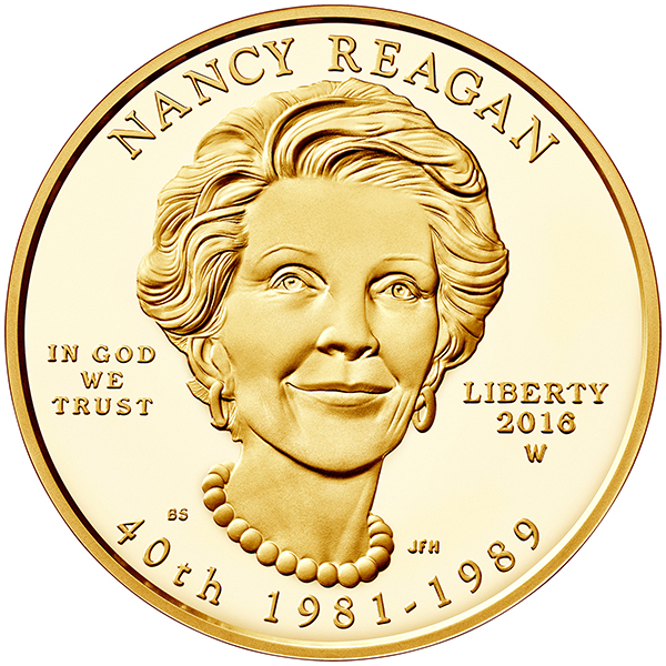 obverse, United States 2016 Nancy Reagan First Spouse $10 Gold Coin. image courtesy U.S. Mint